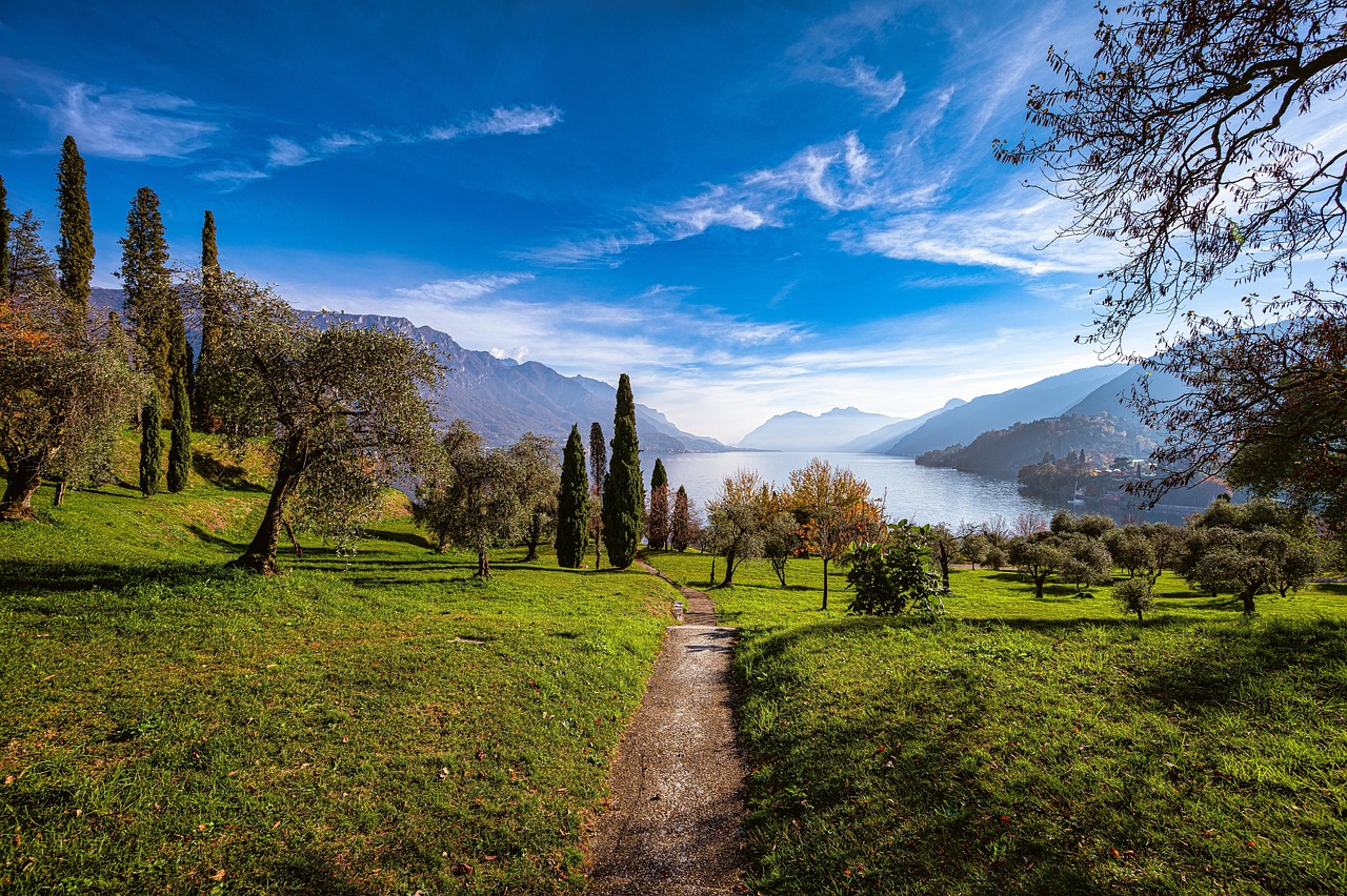 path, park, lake como, lake, estate, garden, vista, retreat, nature, rockefeller estate, bellagio, italy